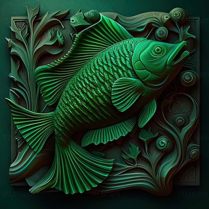 Green puntius fish
